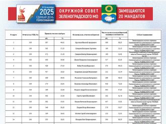 Итоги выборов депутатов окружного Совета депутатов Зеленоградского муниципального округа